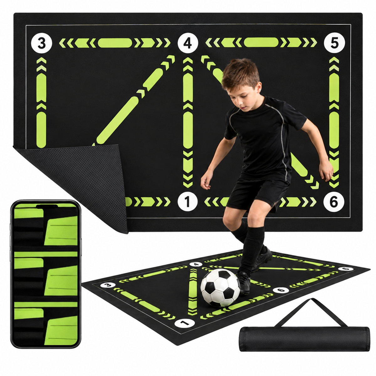 Fotbollsträningsmatta 90 x 60 cm – dribbling, teknik och koordination