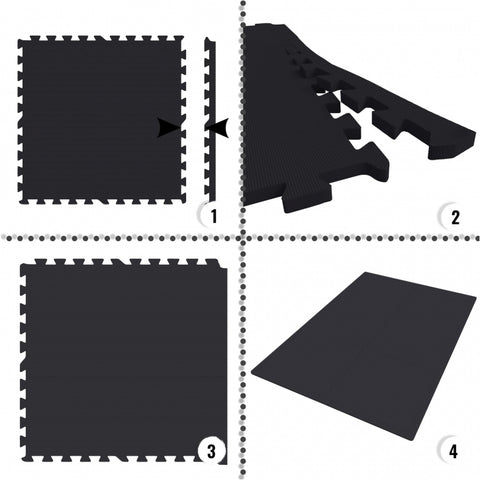 Gorilla Fitnessgolv (set med 6 st.) svart