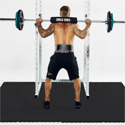 Gorilla fitnessgulv (set med 8 st.) svart