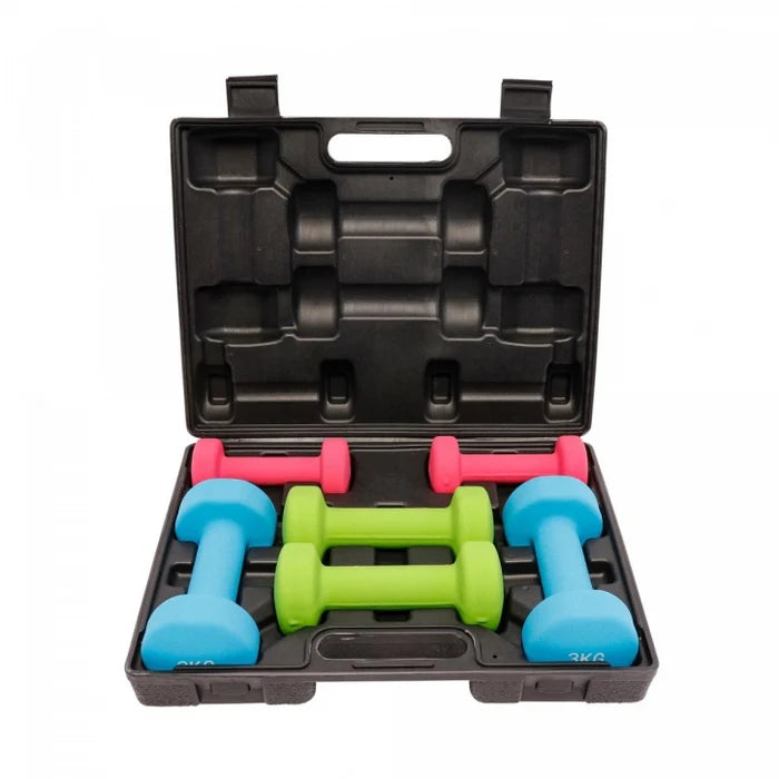 Aerobt hantelset med fodral (12 kg)