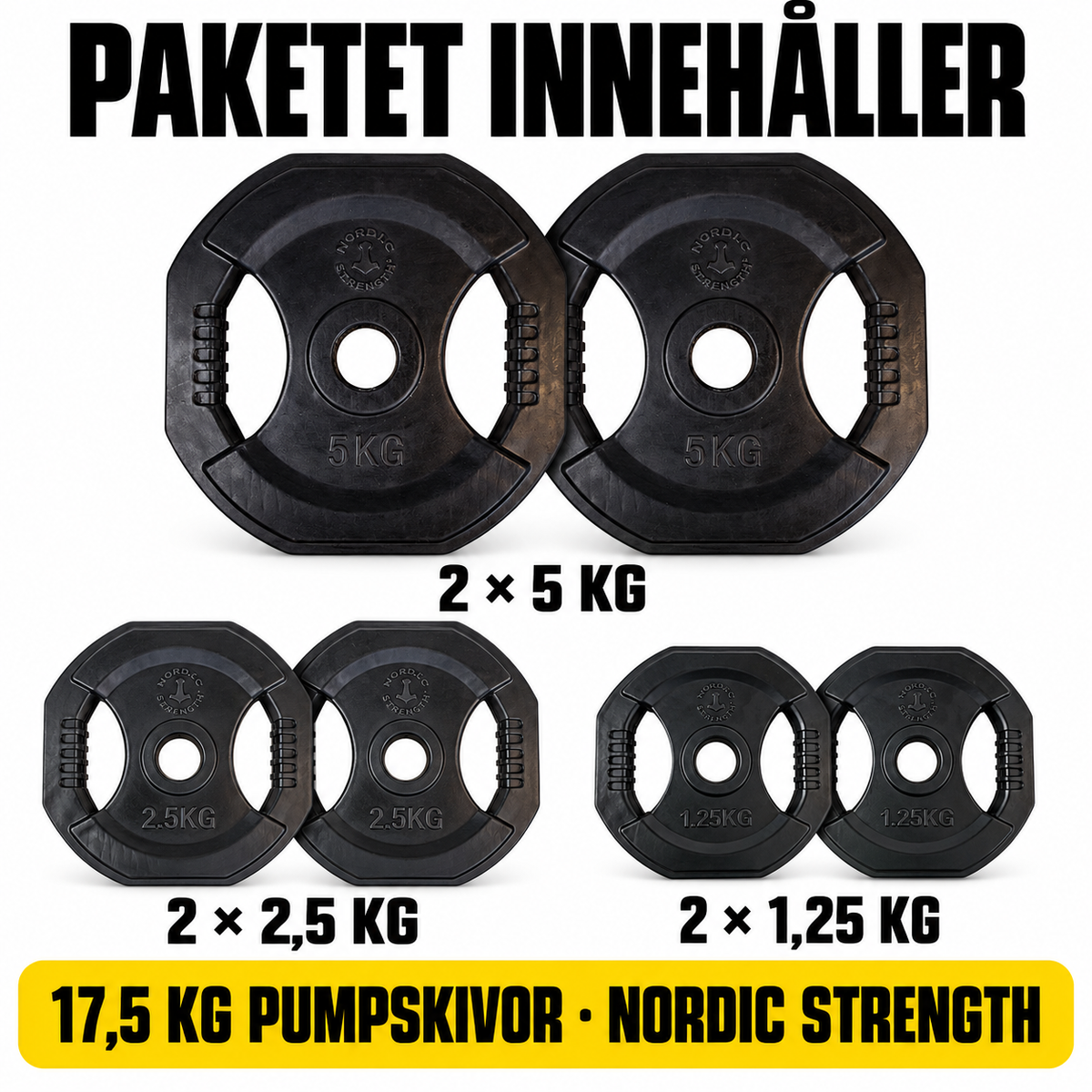 Svart pumpskivset 17,5 kg | Nordic Strength
