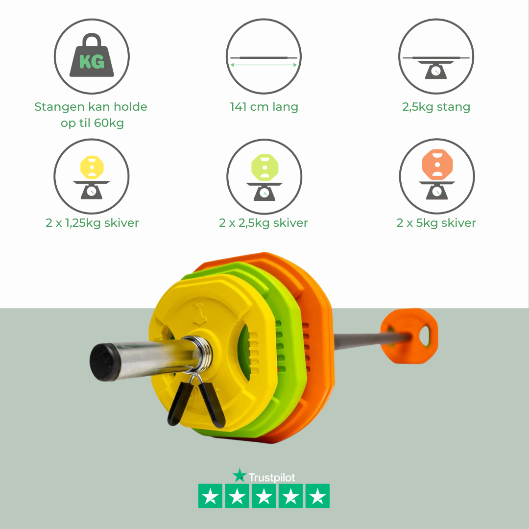 Aerobic viktstångsset 20 kg (färgad) från Nordic Strength