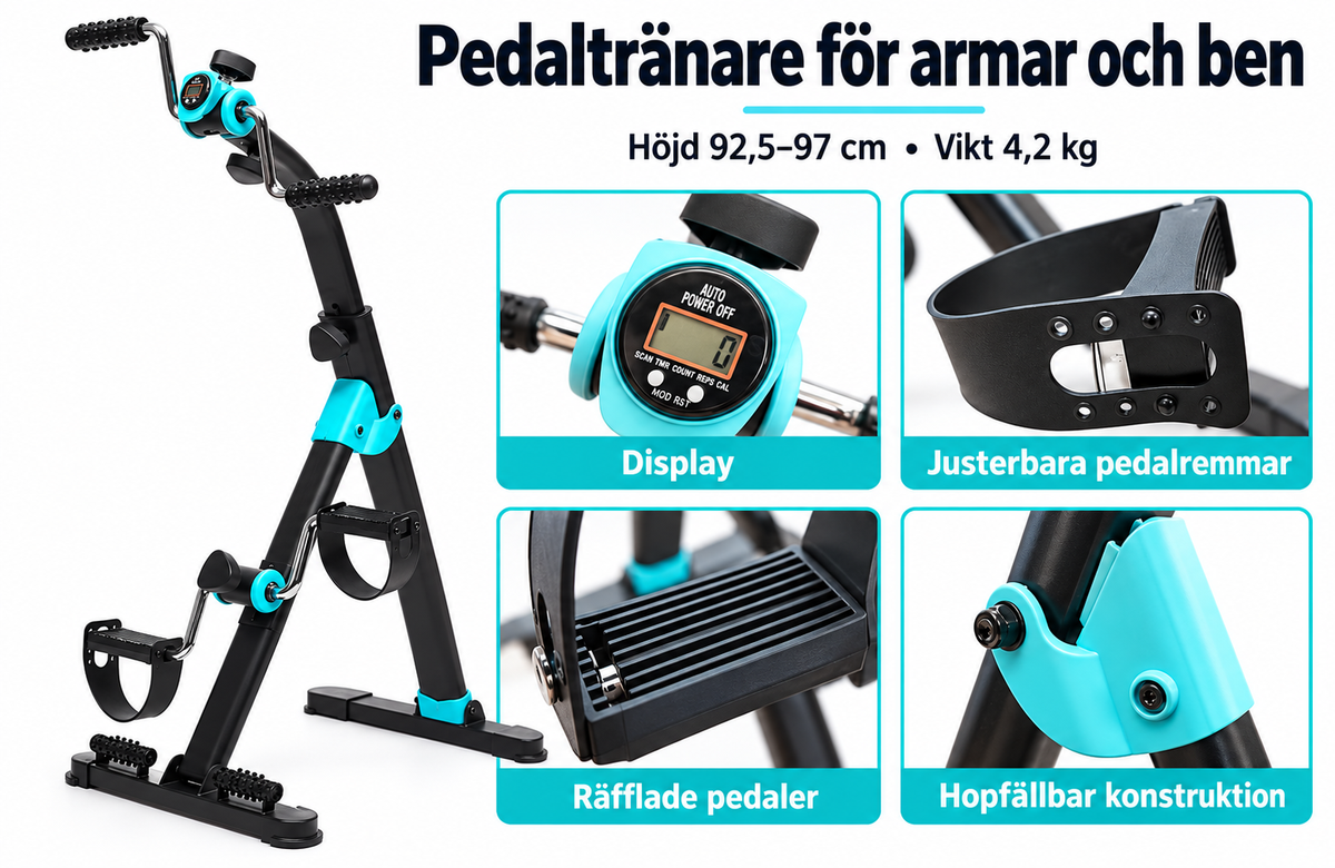 Pedaltränare för armar och ben – hopfällbar