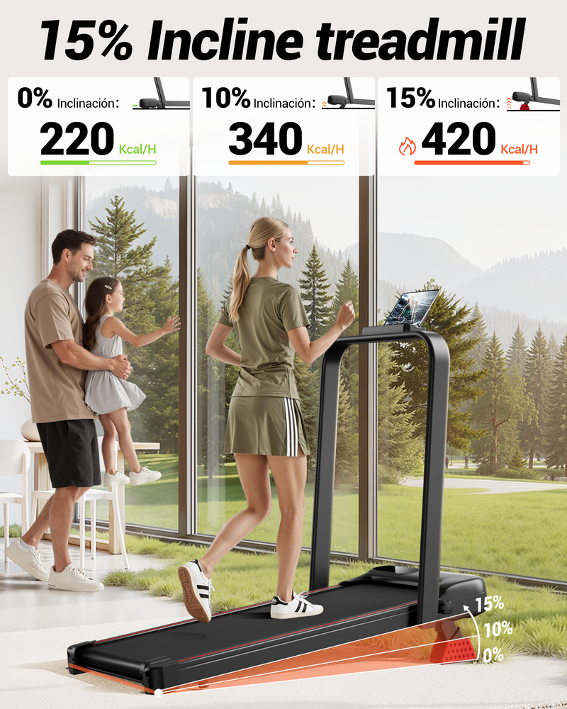 Walkingpad hopfällbar 3-i-1 med 10 % / 15 % lutning