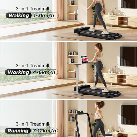 Hopfällbart Walkingpad/Löpband med bygel