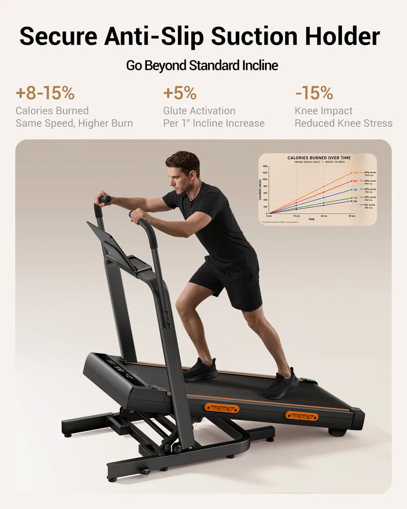 Hopfällbar Walking Pad med upp till 40 % lutning (bergsträning)