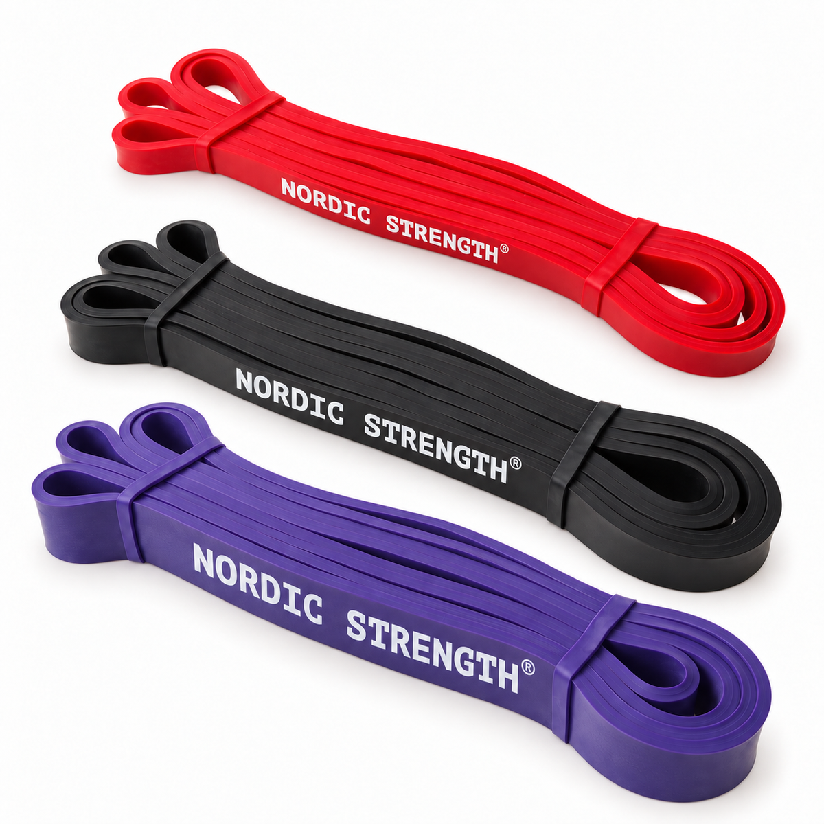 Strength Bands 3-pack – röd, svart och lila
