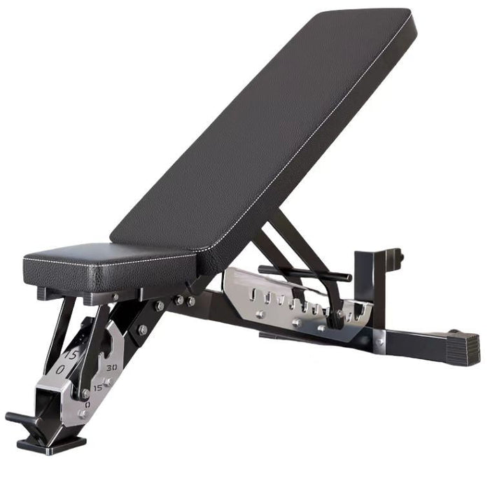 Justerbar & hopfällbar träningsbänk i stål och PU-läder