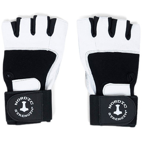 Träningshandskar med dubbel stängning i svart/vitt från Nordic Strength