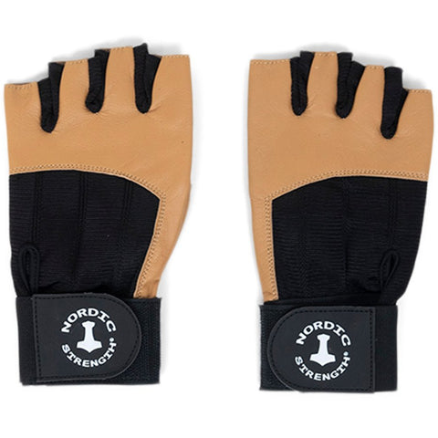 Träningshandskar med handledsstöd och ventilerande ovansida (brun)