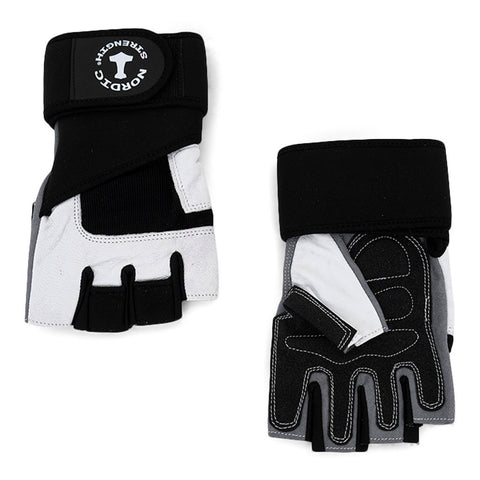Träningshandskar med handledsstöd i svart/vitt från Nordic Strength