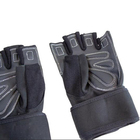 Träningshandskar med handledsstöd i svart läder från Nordic Strength