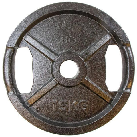 Viktskiva svart metall med grepp 15 kg (50mm) (Utförsäljning)