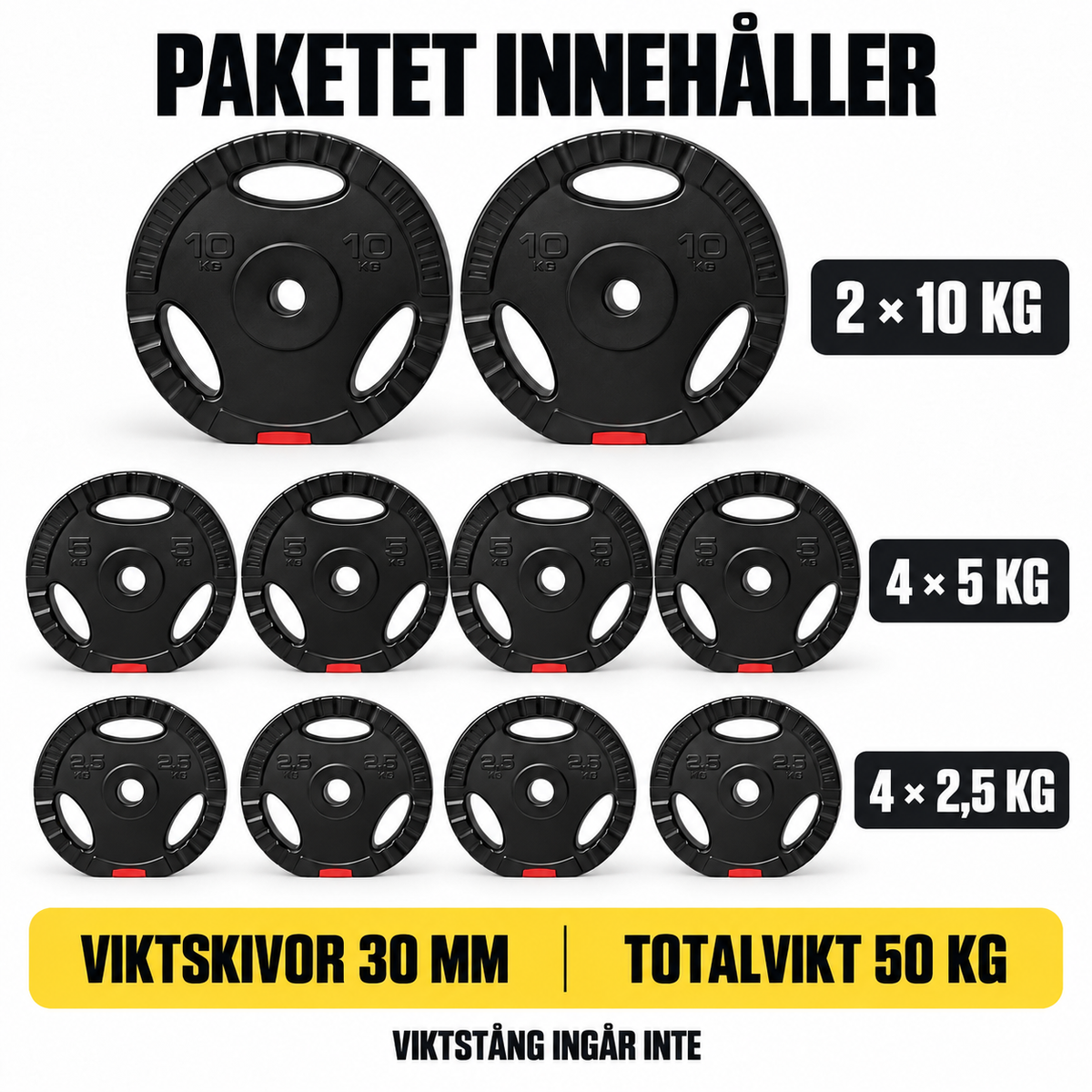 50 kg viktskivor med grepp | 30 mm