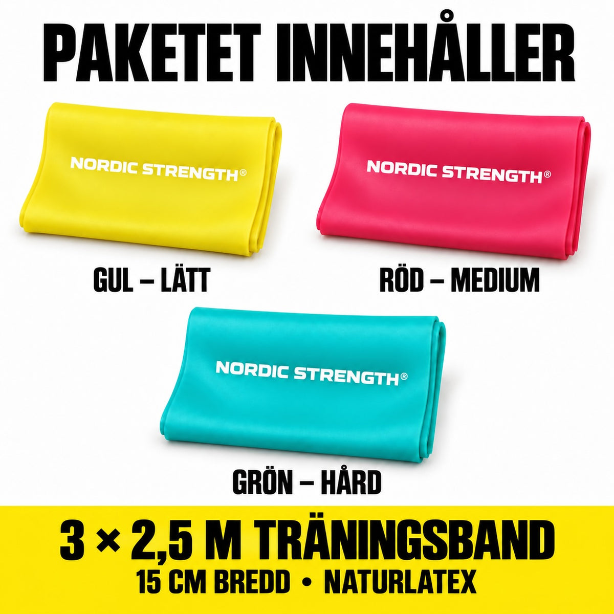 Träningsband 2,5 m – 3-pack | Nordic Strength