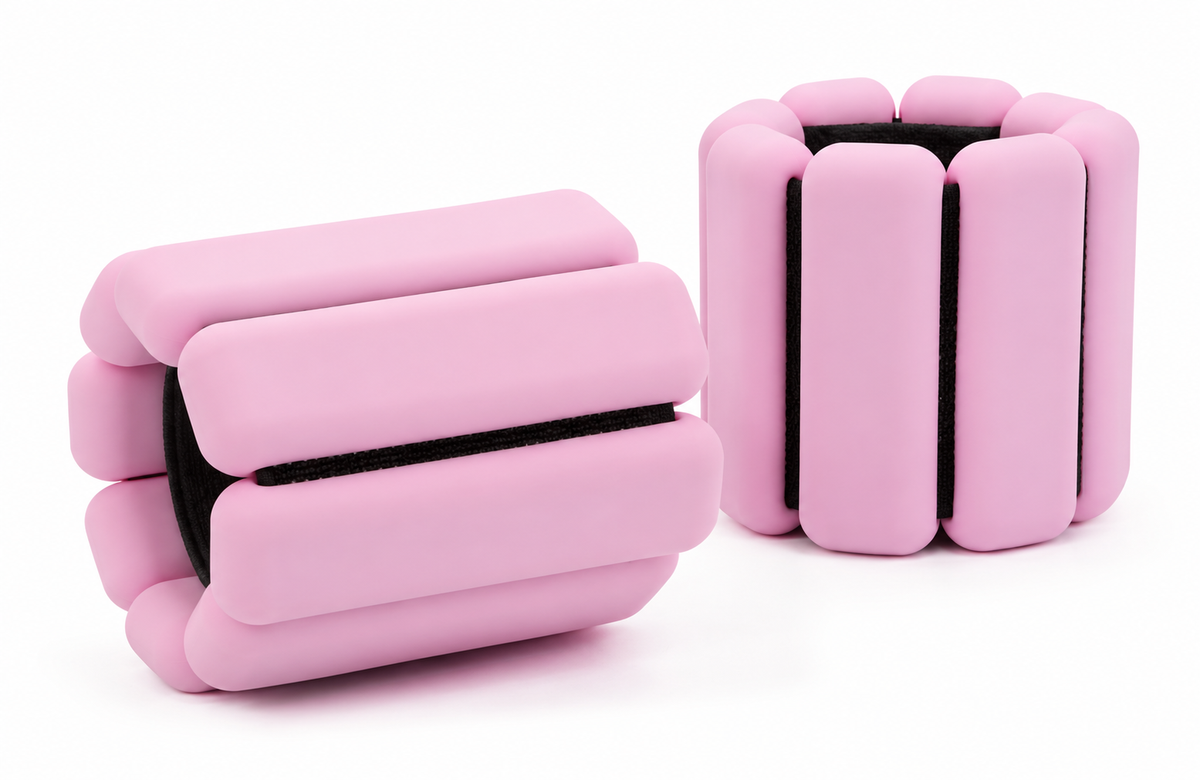 Vattentäta ankel- och handledsvikter i silikon – Rosa – 2 × 1 kg
