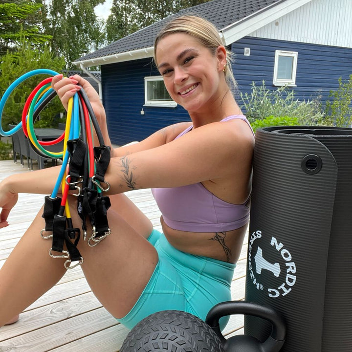 Träningsband med handtag - Komplett hemmaträning set PRO