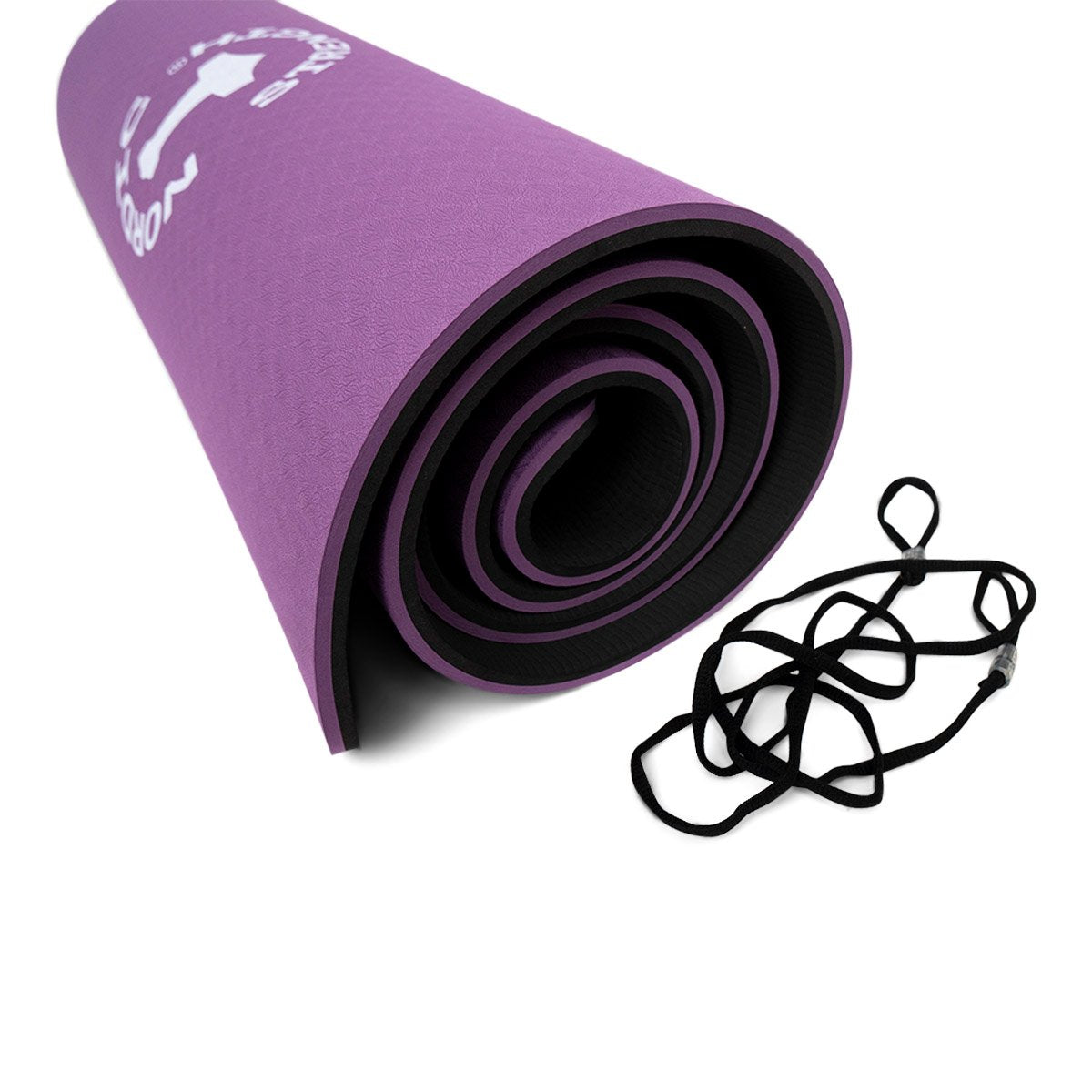 Yogamatta 10 mm (Svart / Lila + bärrem) - Nordic Strength