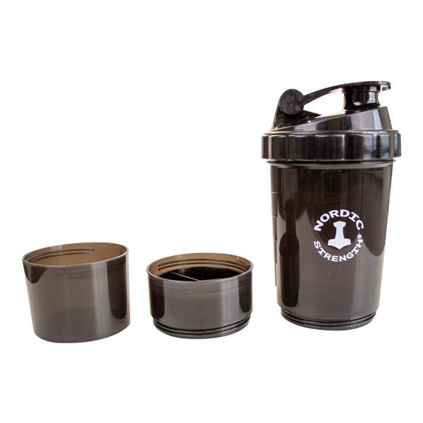 NS Shaker PRO - med extra portionsfack till protein och piller
