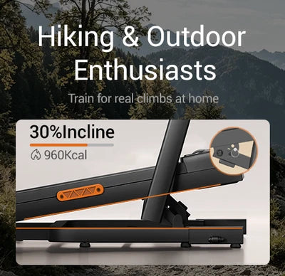 Hopfällbar Walking Pad med upp till 40 % lutning (bergsträning)