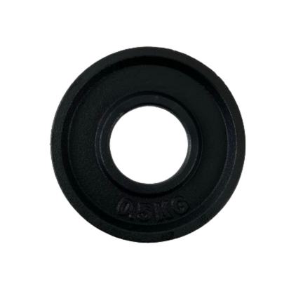 Viktskiva i svart metall (50 mm) 0,5 kg