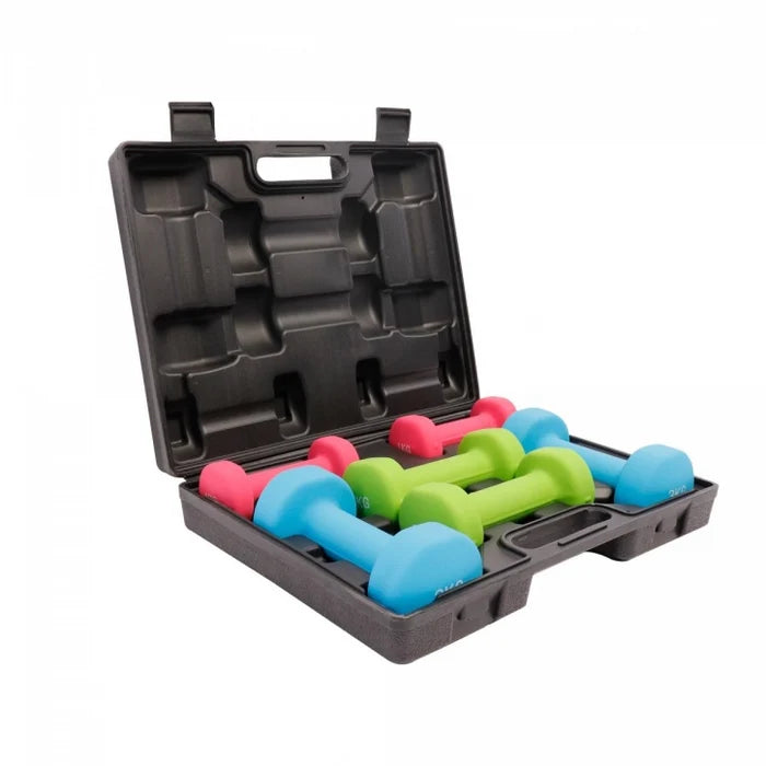 Aerobt hantelset med fodral (12 kg)
