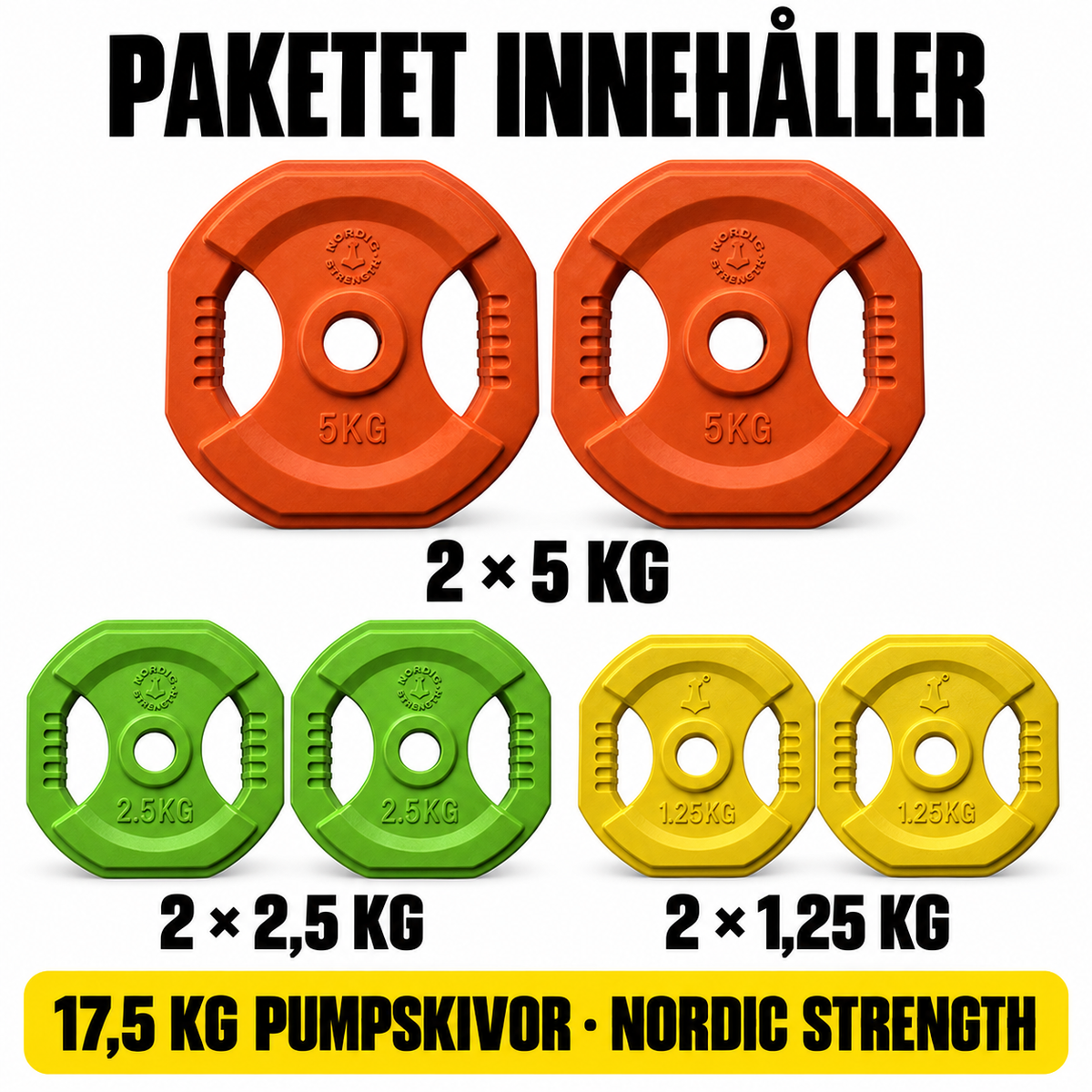 Färgat pumpskivset 17,5 kg | Nordic Strength
