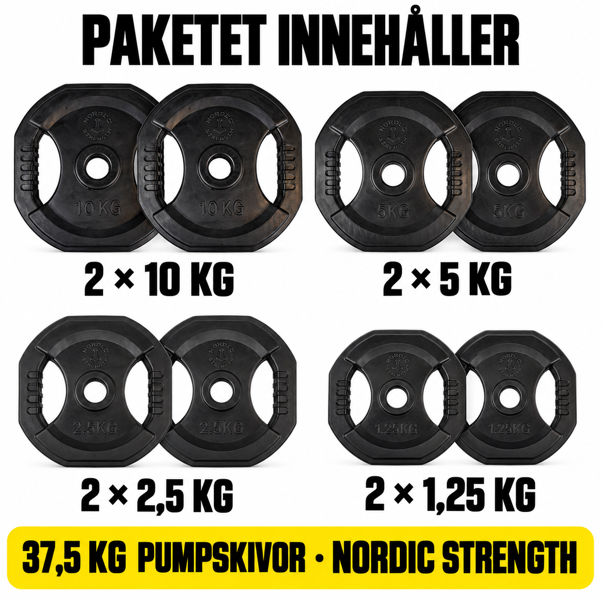 Svart pumpskivset 37,5 kg | Nordic Strength