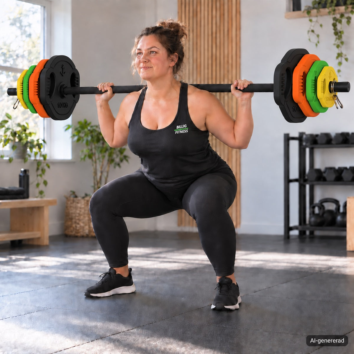 Aerobic skivstångsset 40 kg med färged och svarta viktskivor