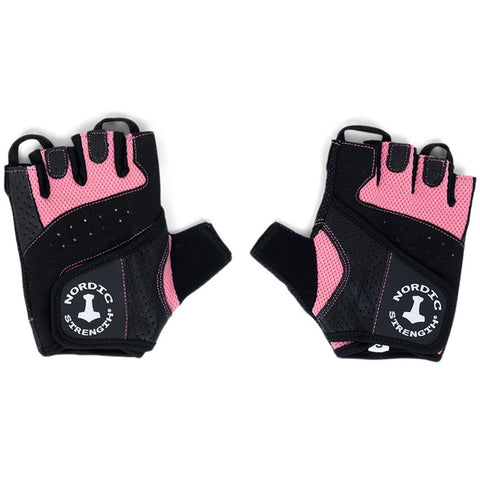 Träningshandskar med gummibeläggning i rosa från Nordic Strength (XL)