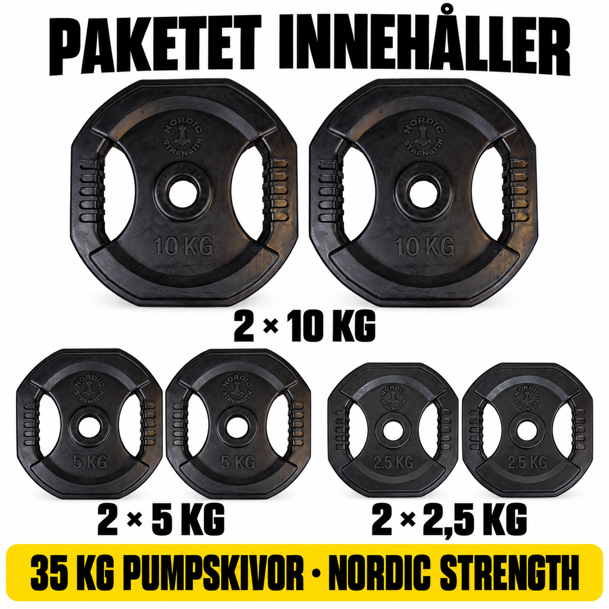 Svart pumpskivset 35 kg | Nordic Strength