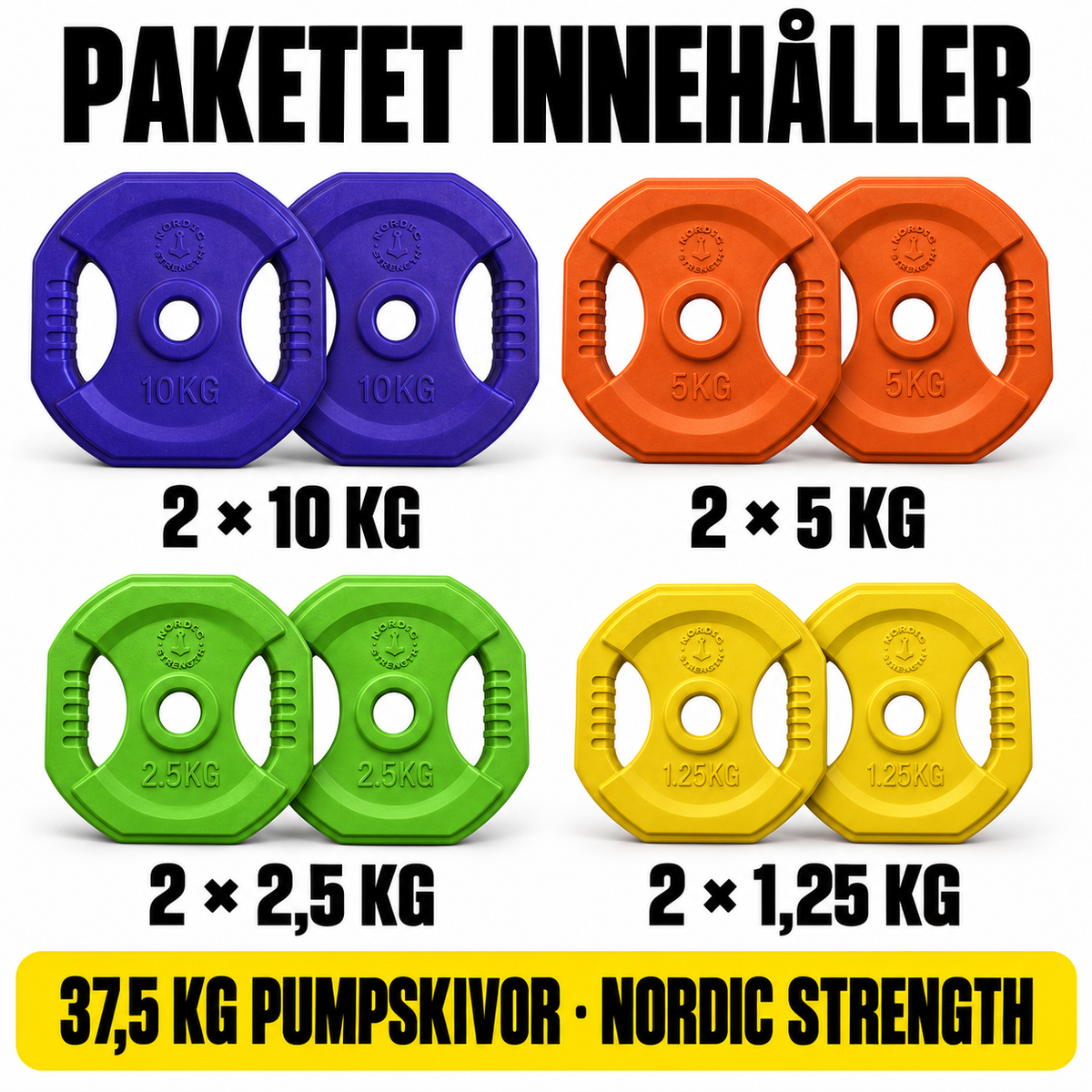 Färgat pumpskivset 37,5 kg | Nordic Strength