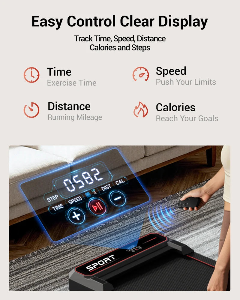 Walking Pad med 15 % lutning, vibration och tystgående 3,0 HK-motor
