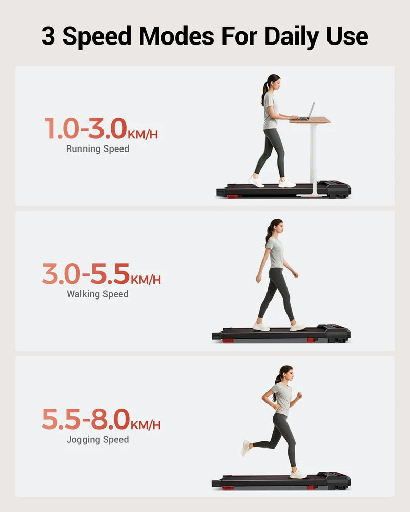 Walking Pad med 15 % lutning, vibration och tystgående 3,0 HK-motor