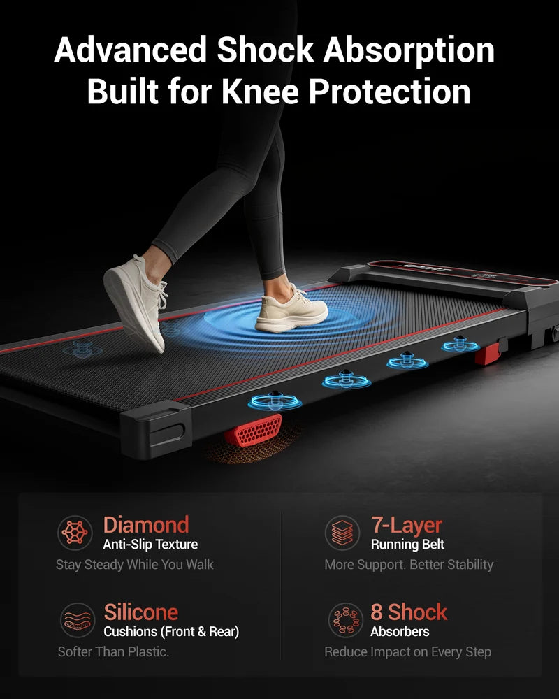 Walking Pad med 15 % lutning, vibration och tystgående 3,0 HK-motor