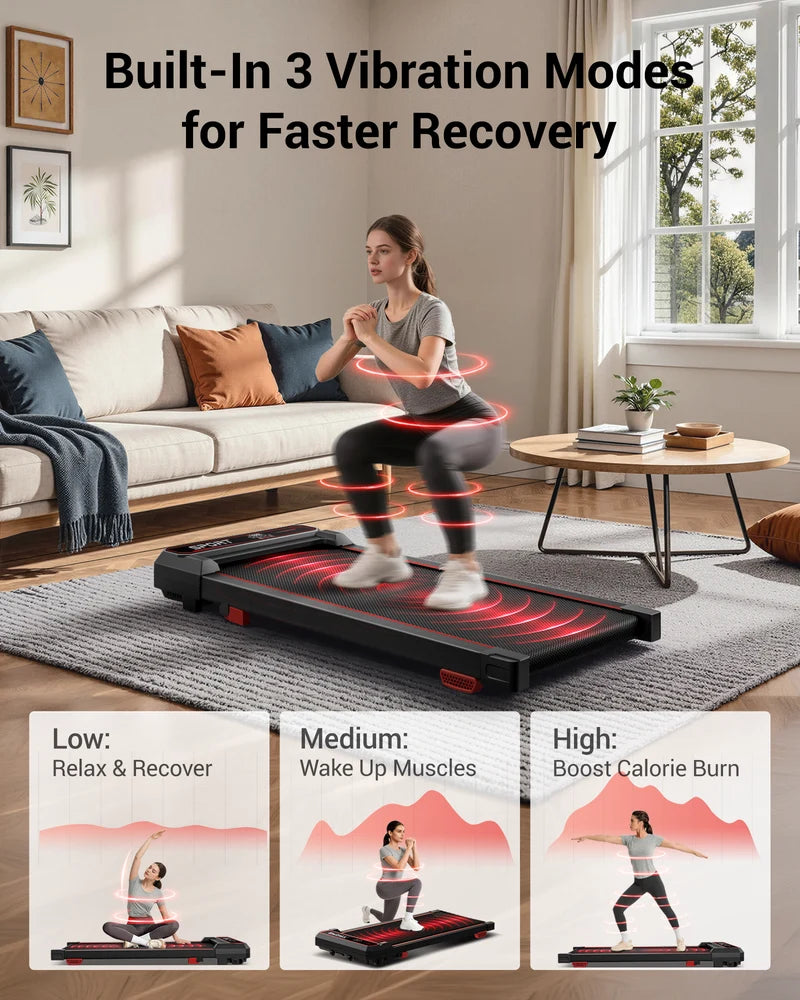 Walking Pad med 15 % lutning, vibration och tystgående 3,0 HK-motor