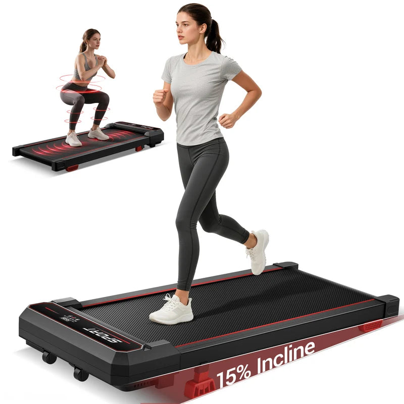 Walking Pad med 15 % lutning, vibration och tystgående 3,0 HK-motor
