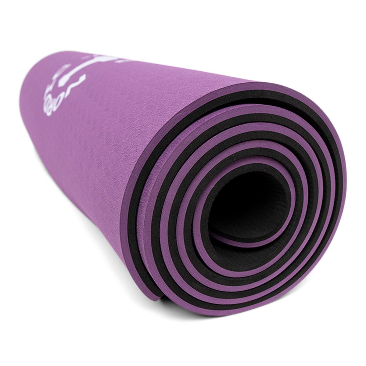 Yogamatta 10 mm - Svart / Lila + bärrem