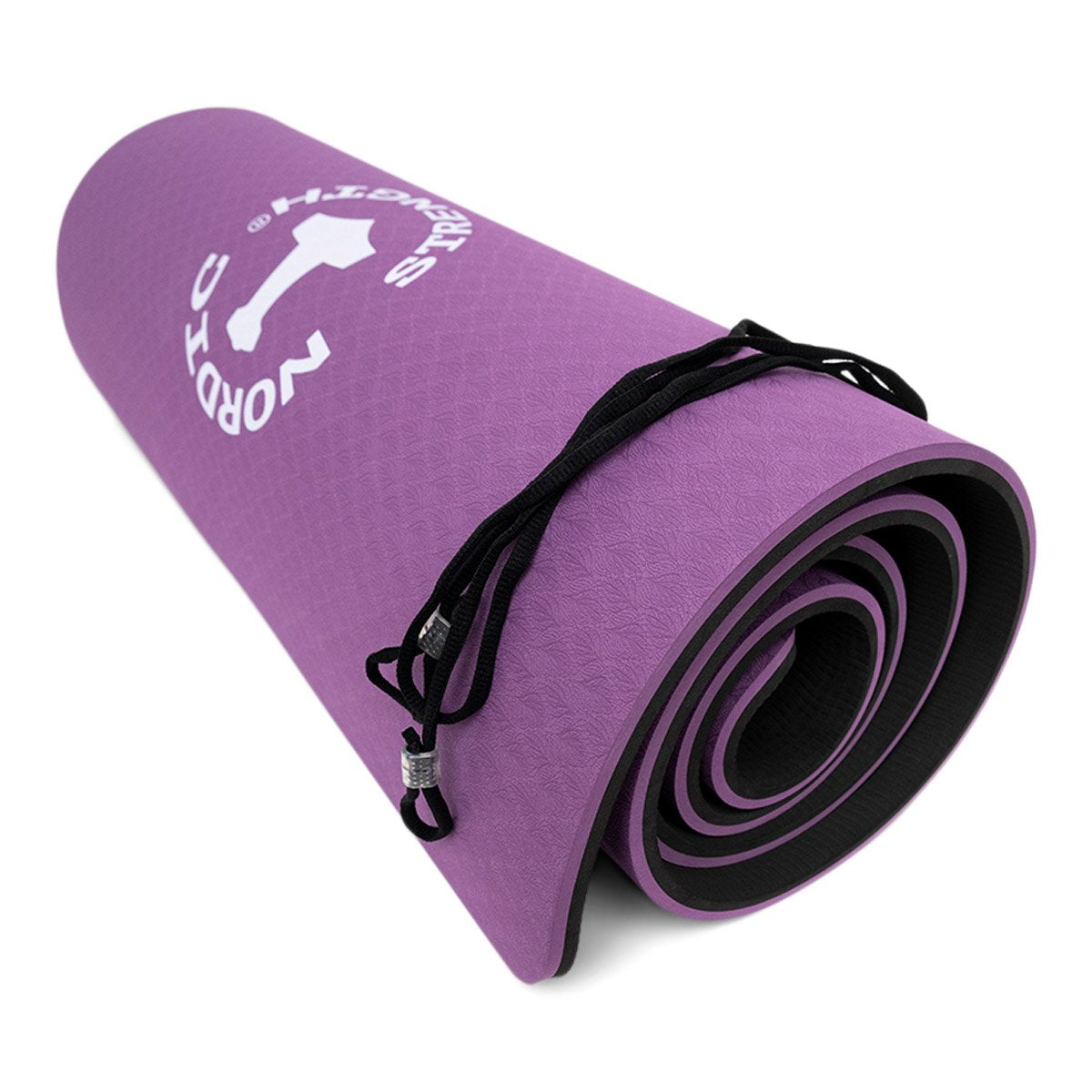 Yogamatta 10 mm - Svart / Lila + bärrem