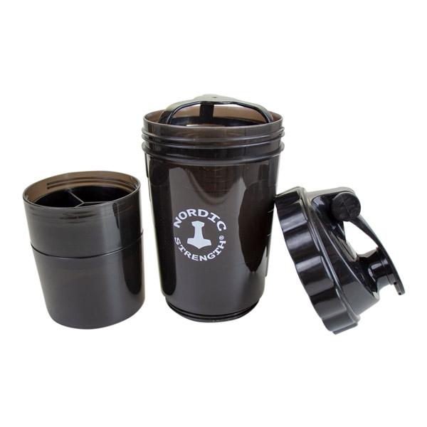 NS Shaker PRO - med extra portionsfack till protein och piller